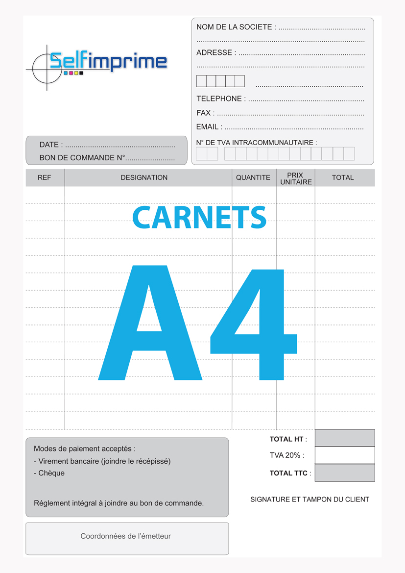 Carnet autocopiant A4