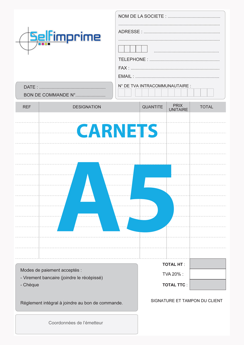 Carnet autocopiant A5