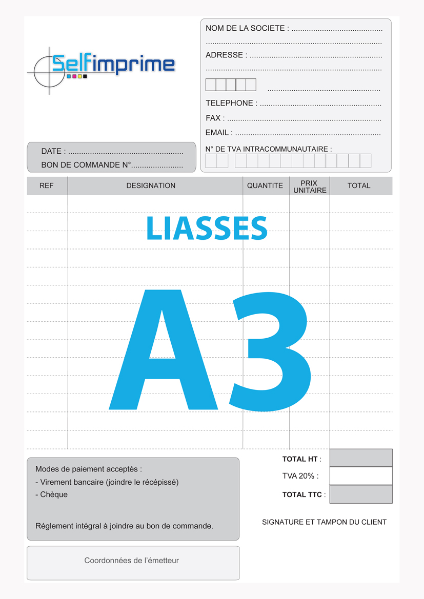 Liasse autocopiante A3