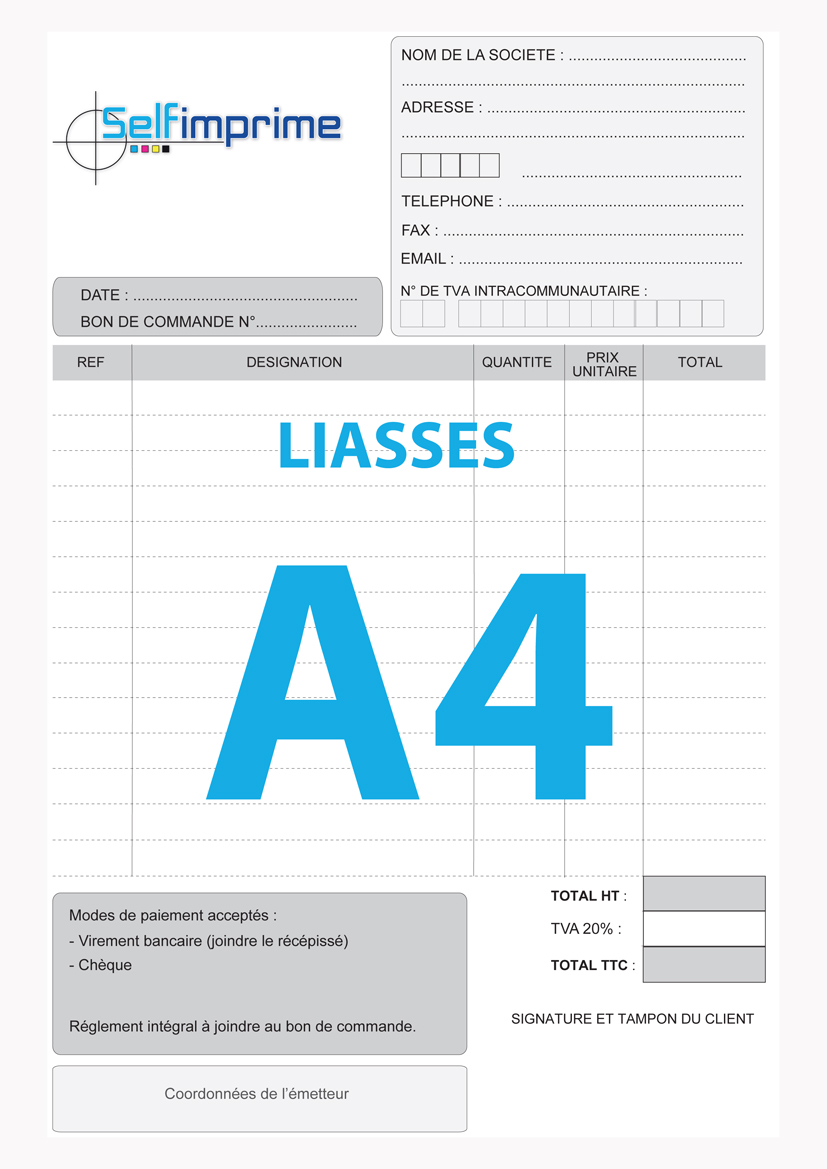 Liasse autocopiante A4
