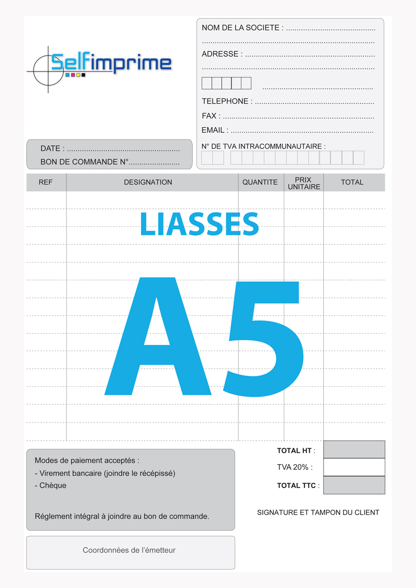 Liasse autocopiante A5